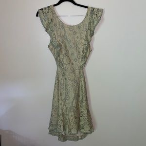 NEWwtags Selfie Leslie Jackie Floral Lace Dress ruffle cutout olive green medium